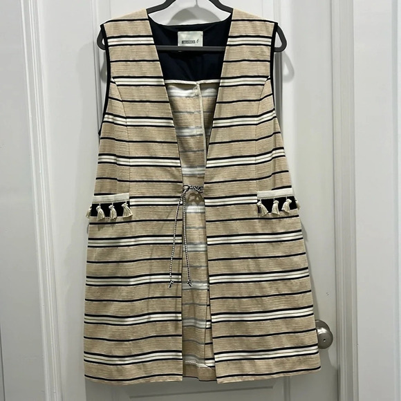 Beatrice.B Anthropologie Striped Tassel Embroidered Vest Sz XL US 10 - Picture 1 of 10